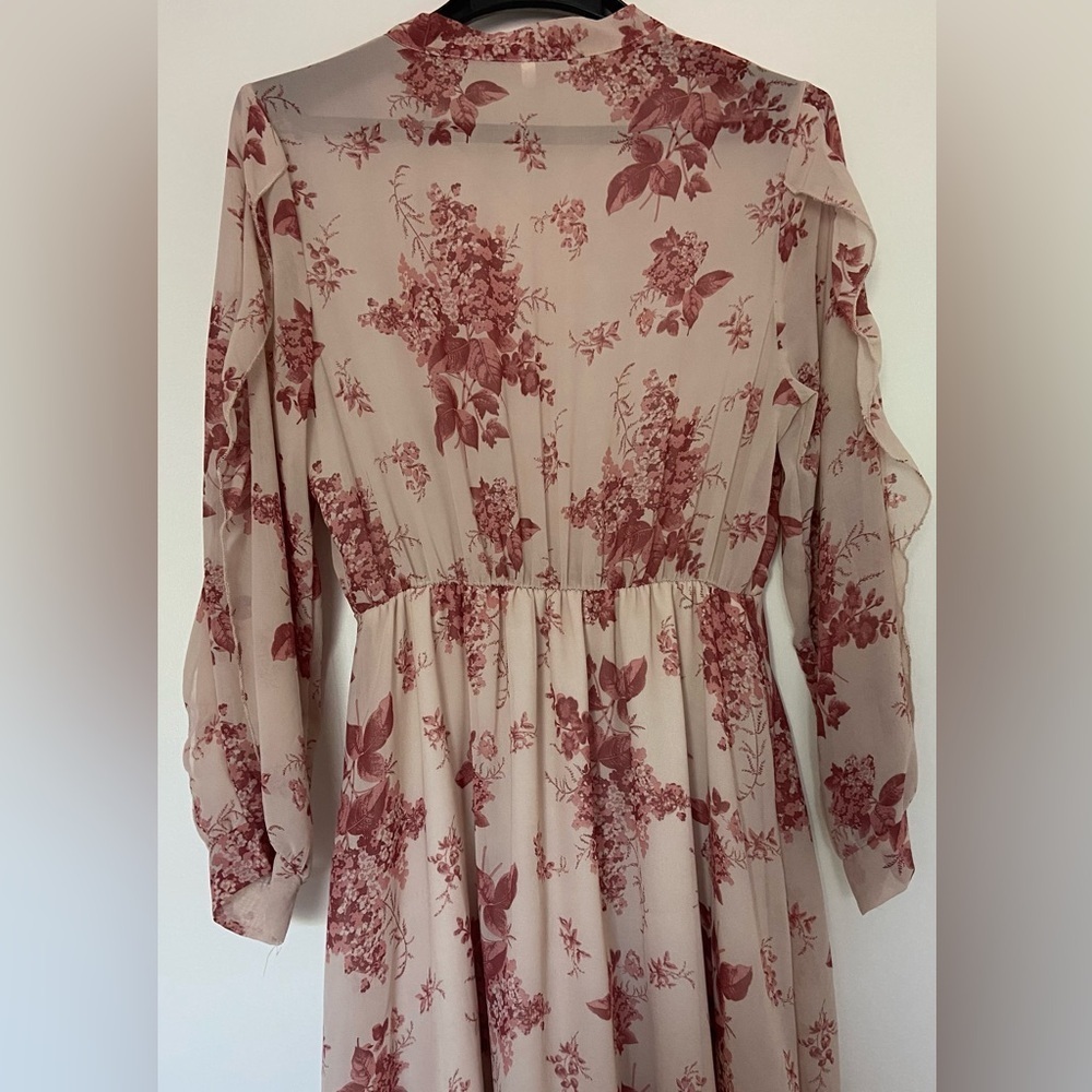 💕2 FOR $10 ☀️💕 Floral pattern ruffled pink and beige dress - Picture 10 of 14